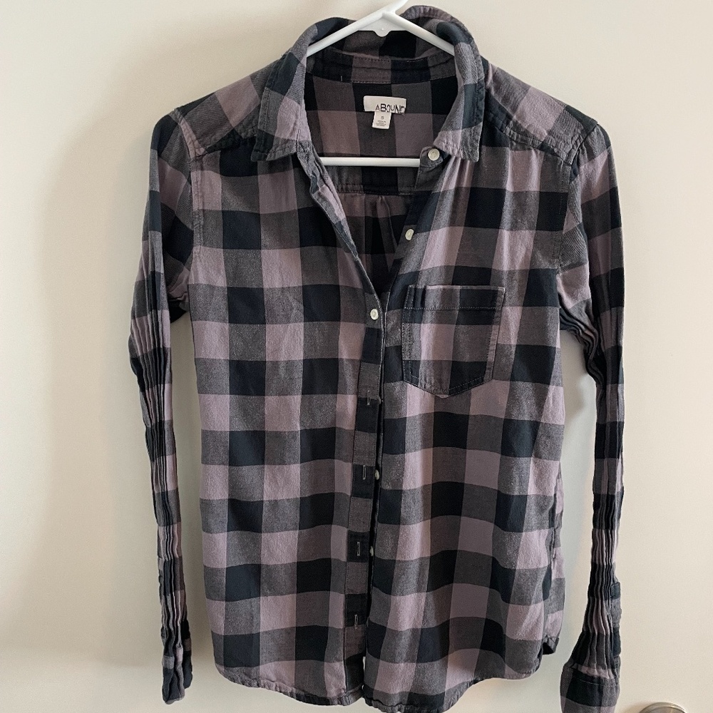 Abound Beige & Black Plaid Flannel